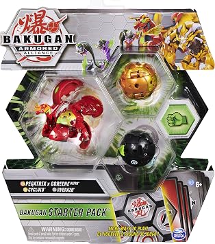 BAKUGAN Starter Pack 3-Pack, Fused Hydorous x Trhyno Ultra, Armored Alliance Collectible Action Figures (Styles Vary)