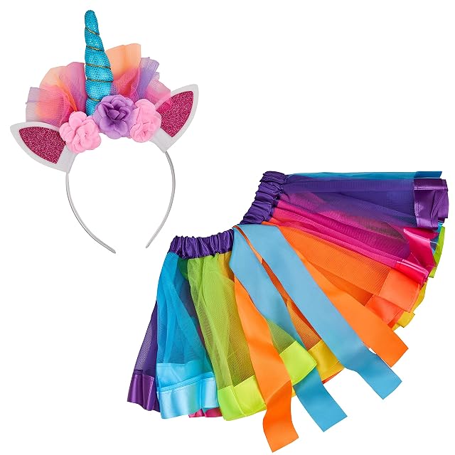 Balinco Princesa Unicornio Set de disfraz de unicornio + falda tutú arcoíris