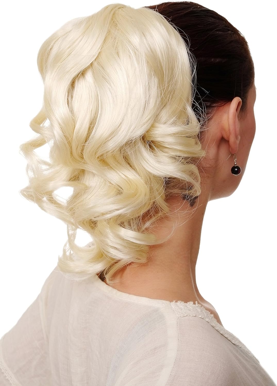 WIG ME UP - JL-3023-613 Hairpiece ponytail with comb and elastic draw string short wavy voluminous platinum blond 14inch