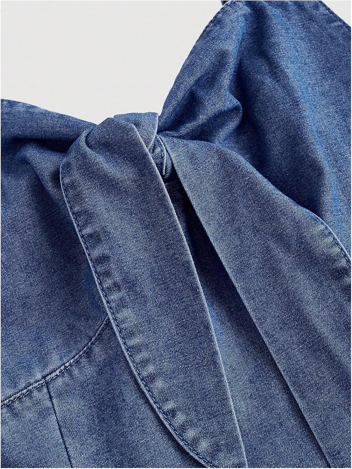 WDIRARA Women's Tie Front Ruffle Denim Cami Dress Frill Trim Sleeveless Short Dress - Image 2