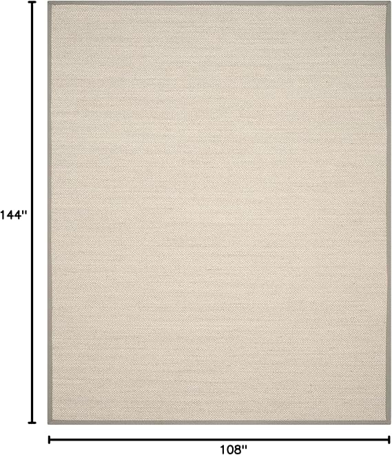 SAFAVIEH Area Rug 9x12 - Natural Fiber Collection - Large - Marble & Khaki, Sisal, Woven Design with Border (NF143E)