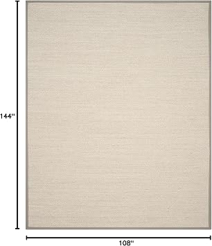 SAFAVIEH Area Rug 9x12 - Natural Fiber Collection - Large - Marble & Khaki, Sisal, Woven Design with Border (NF143E)