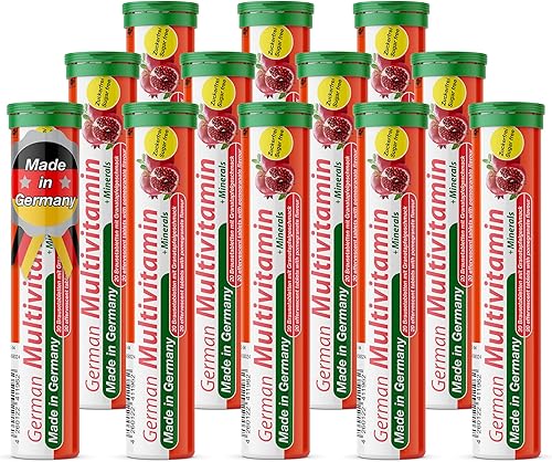 Miniatura 8 de T&D German Multvitamin + Minerals 10 Vitaminas 2 Minerales - 40 tabletas efervescentes de bebida vegana - Sabor a granada - Hecho en Alemania