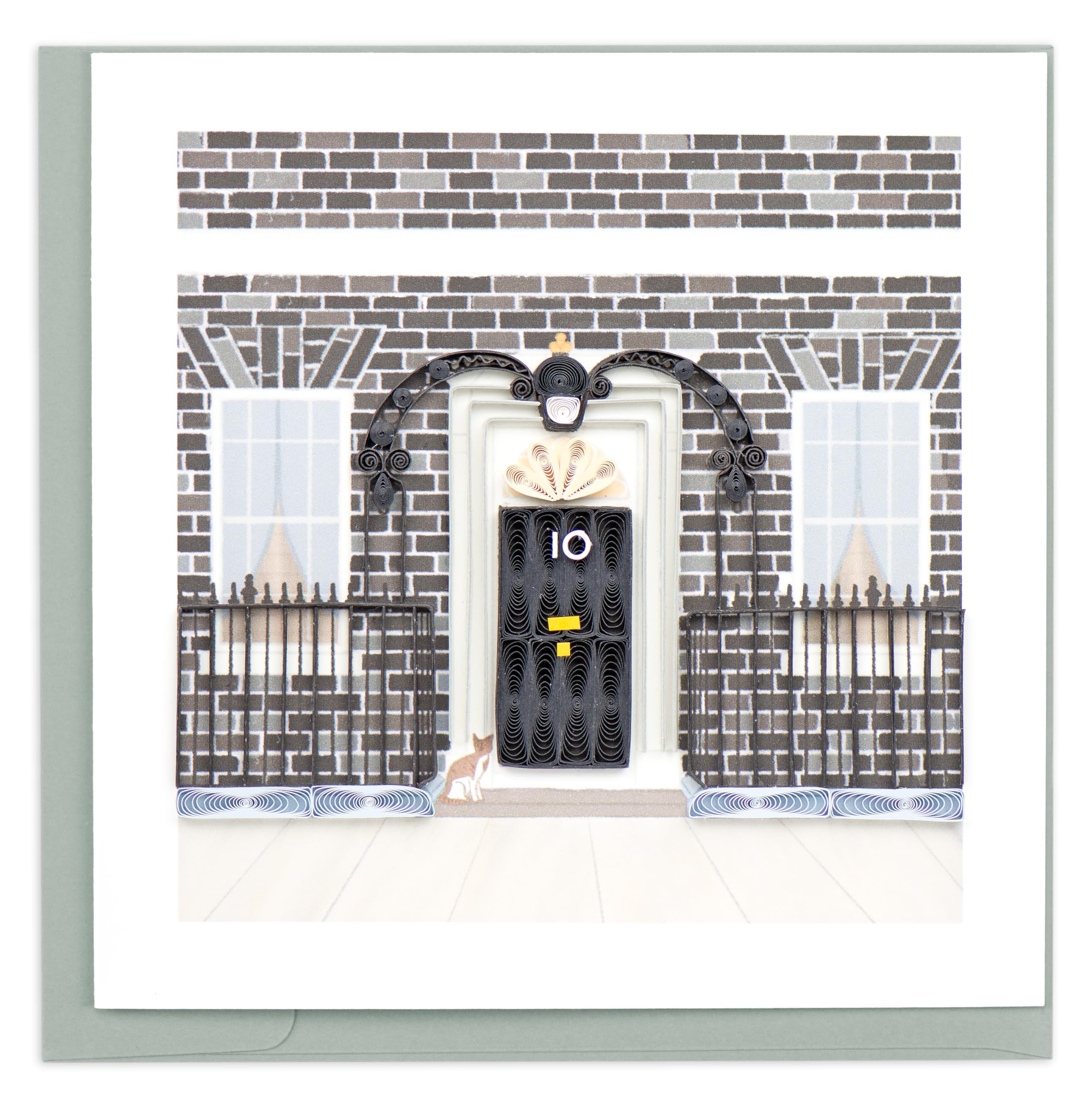 Quilling 10 Downing Street Prime Minister Hand-Finished Art Greeting Card Frameable Art, Suitable for Framing in a Card Frame