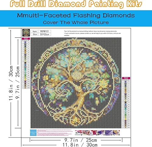 Miniatura 3 de Kits de pintura de diamantes 5D para adultos, kits de arte de diamantes del árbol de la vida para principiantes, pintura de taladro completo con