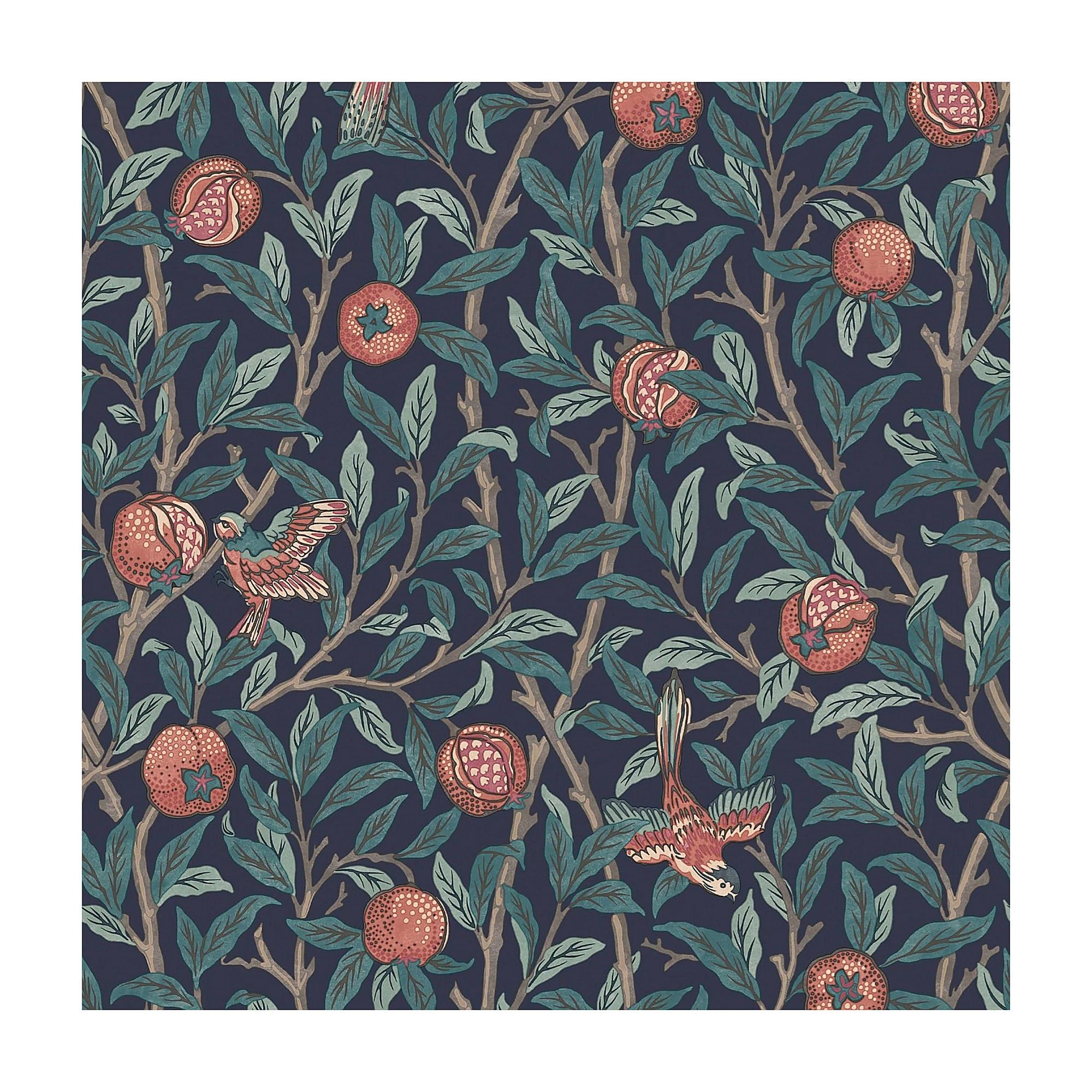 Rackhams Blue Bird & Pomegranate Wallpaper | Navy