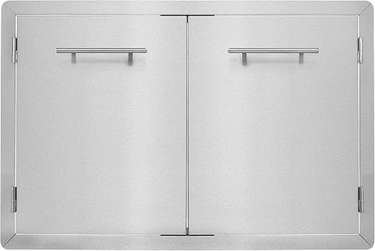 AdirHome 33" Stainless Steel Grill Double Access Double-Face Door With Towel Holder - Easy Install Heavy Duty Stainless Steel Rust Resistant Access Door with Chromium Plated Handle Horizontal Handle