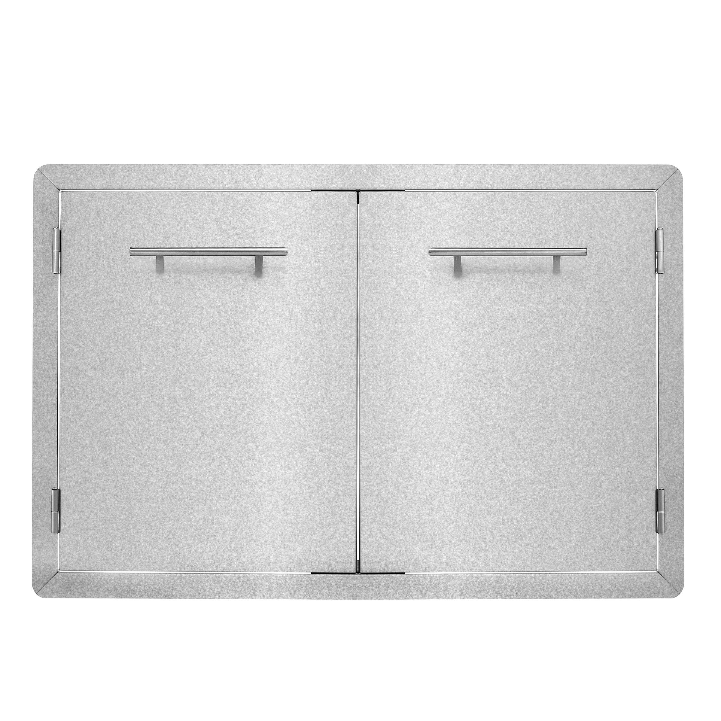 33" Stainless Steel Grill Double Access Double-Face Door With Towel Holder - Easy Install Heavy Duty Stainless Steel Rust Resistant Access Door with Chromium Plated Handle (Horizontal Handle)