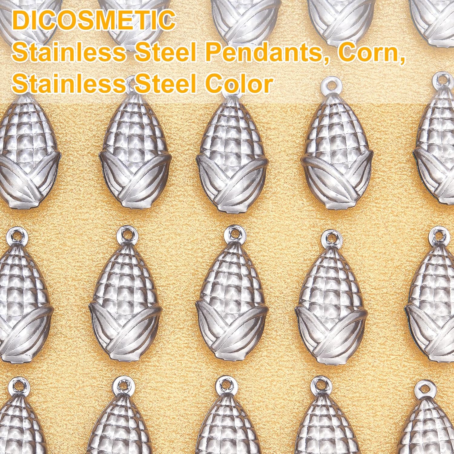 DICOSMETIC 100Pcs Corn Pendant Stainless Steel Small Pendant Cute Mini Food Charms for DIY Jewelry Making Accessory Bracelet Necklace Keychain Crafting Findings, Hole: 1mm - Image 4