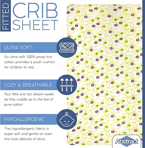 Miniatura 8 de Abstract Sábana bajera ajustable para cuna estándar y tamaño matrimonial y camas de niños pequeños, 28 x 52 pulgadas, ultra suave, 100% algodón de