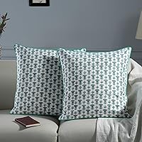 Vista 2 de Ridhi Juego de 2 fundas de almohada modernas de algodón decorativas para sillón, sofá, cama, sala de estar, decoración primaveral del hogar, 16 x 16