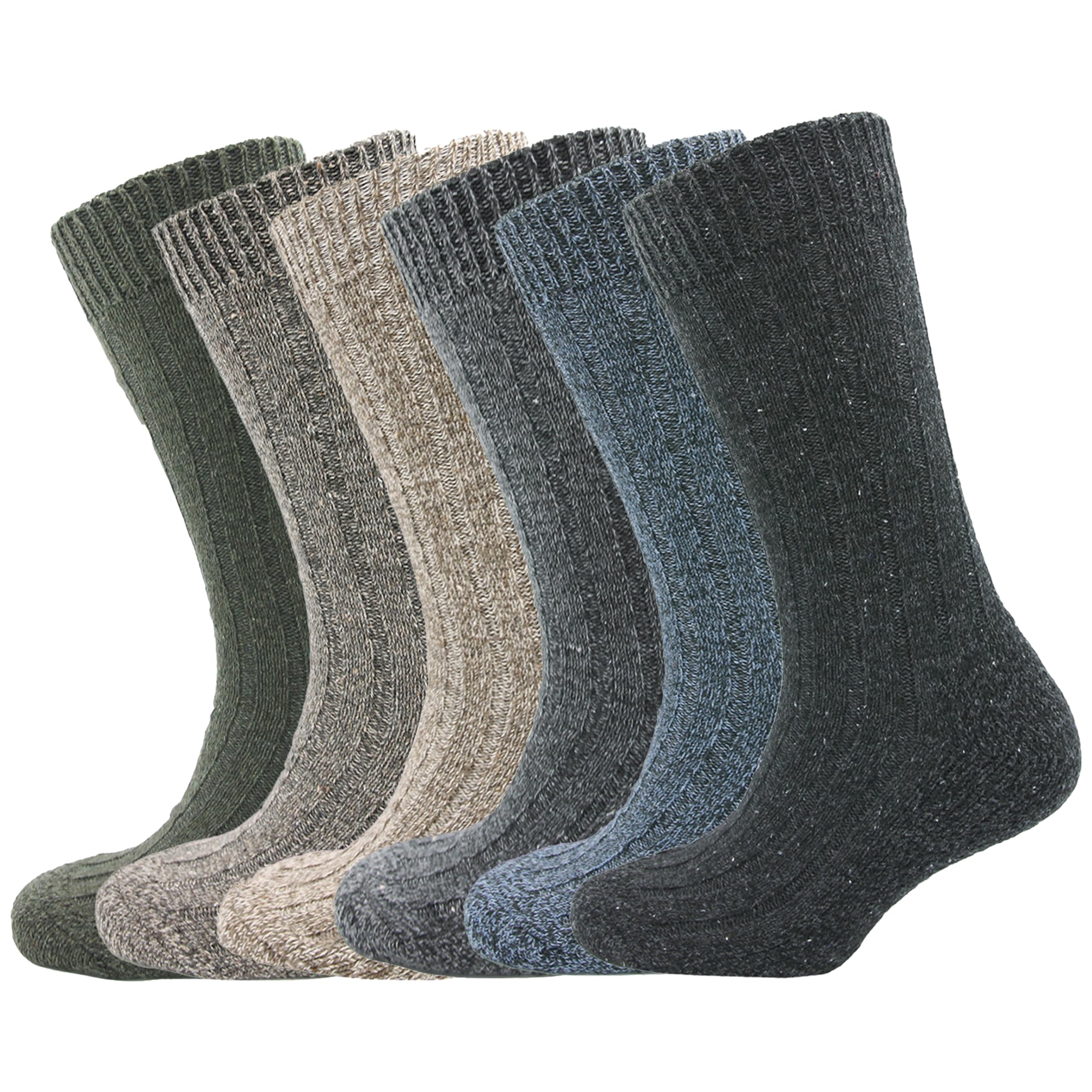 Sock Stack 6 Pairs of Mens Thick & Warm Wool Socks Chunky Work Boot Winter Thermal Sock For Outdoor Hiking Walking