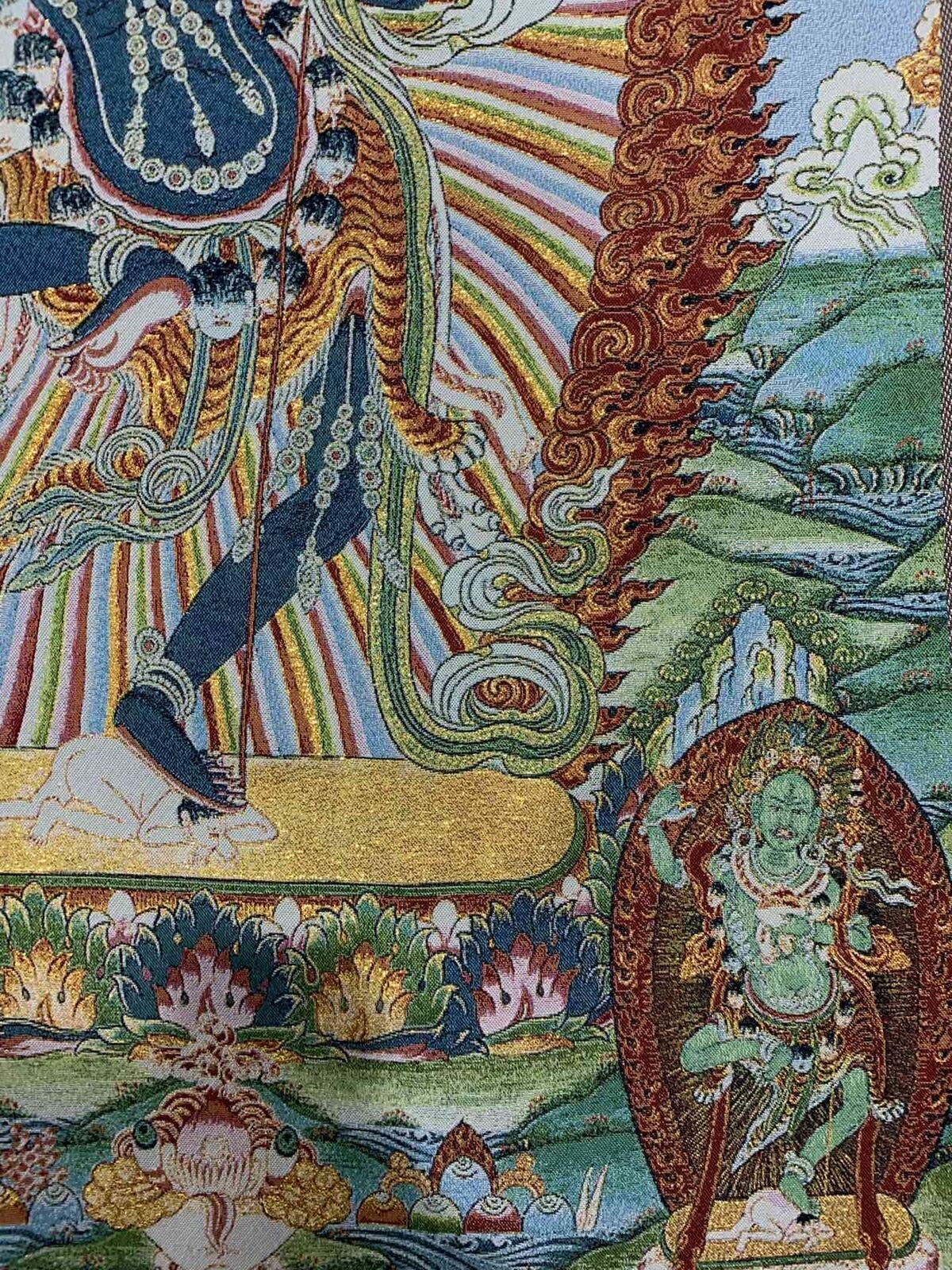 Thangka jedwabny haft buddyzm tybetański szczęśliwy budda feng shui tangka wiszący na ścianę do wystroju domu gobelin medytacja