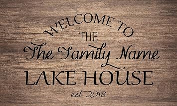Welcome to The Lake House Family Name/Text Custom Personalized Non Slip Floor Door mat Entrance Doormat Rug Home Decor 18x30 inches