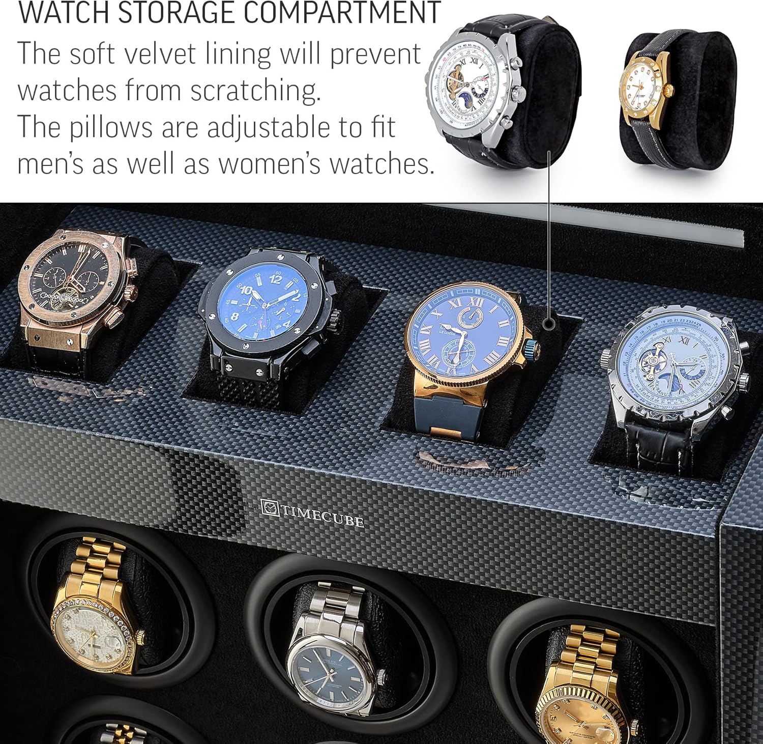 TIMECUBE 9 Watch Winder with 4 Storage Slots and Interior Light