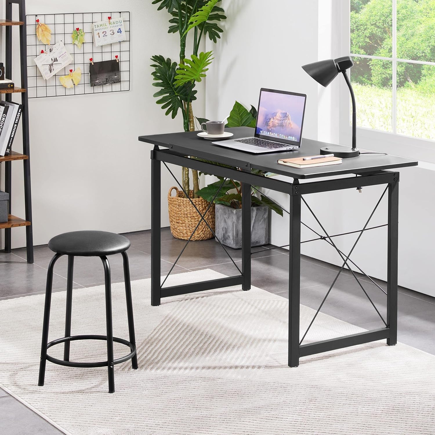 Yaheetech Drafting Table used as a regular desk with a laptop.