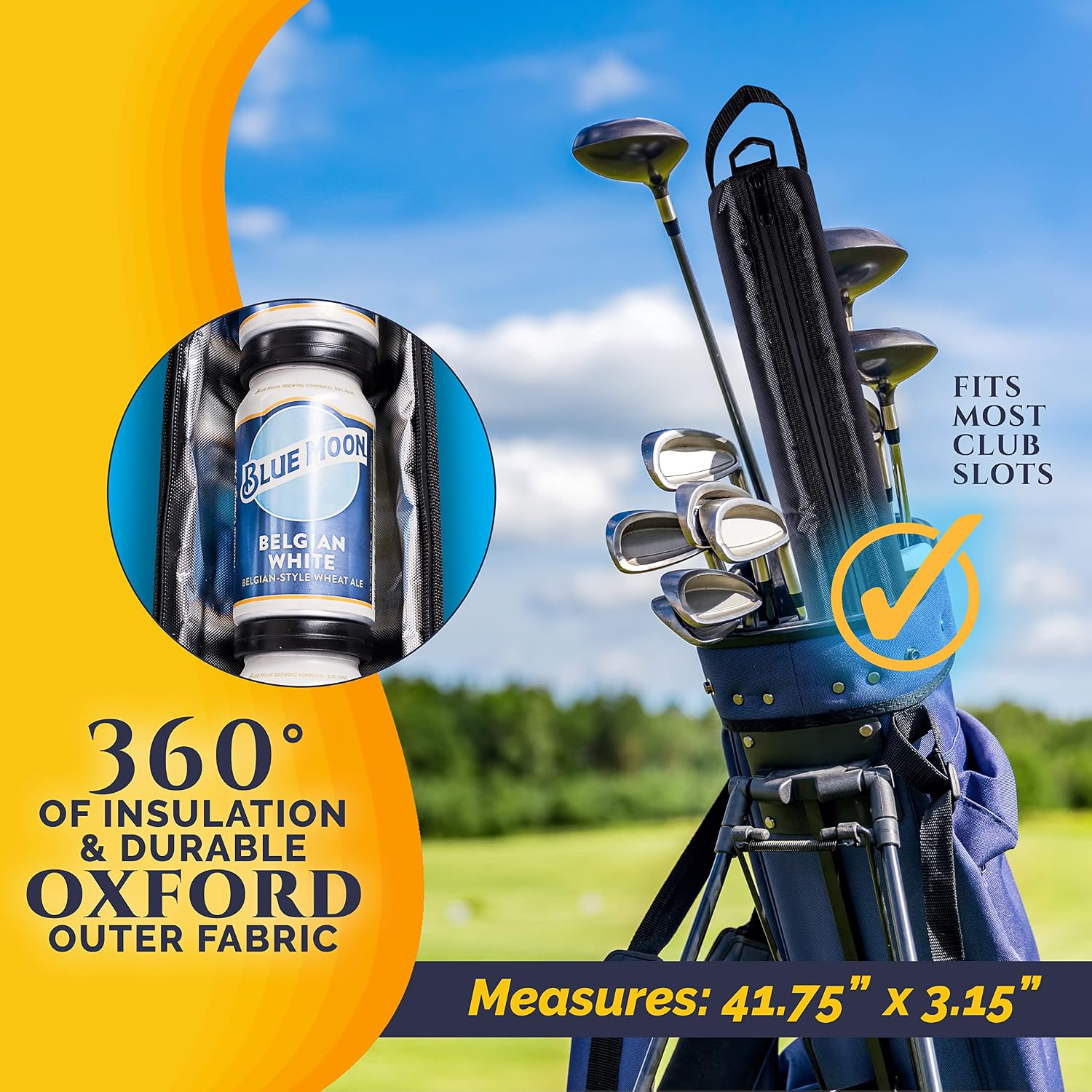 9 Can Insulated Golf Beer Sleeve with 7 Ice Pack Coolers - 8mm Thick Insulation Keeps Drinks Cold and Leak Proof Zipper – Customer-Favorite Golfing Gifts & Golf Bag Accessories image 4