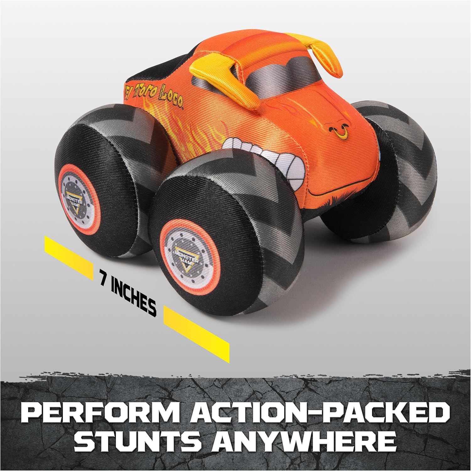 Monster Jam Official El Toro Loco Monster Truck with Sound, Plush Toy, Monster Truck for Boys and Girls, Kids Toys for Ages 3 and Up, 7”