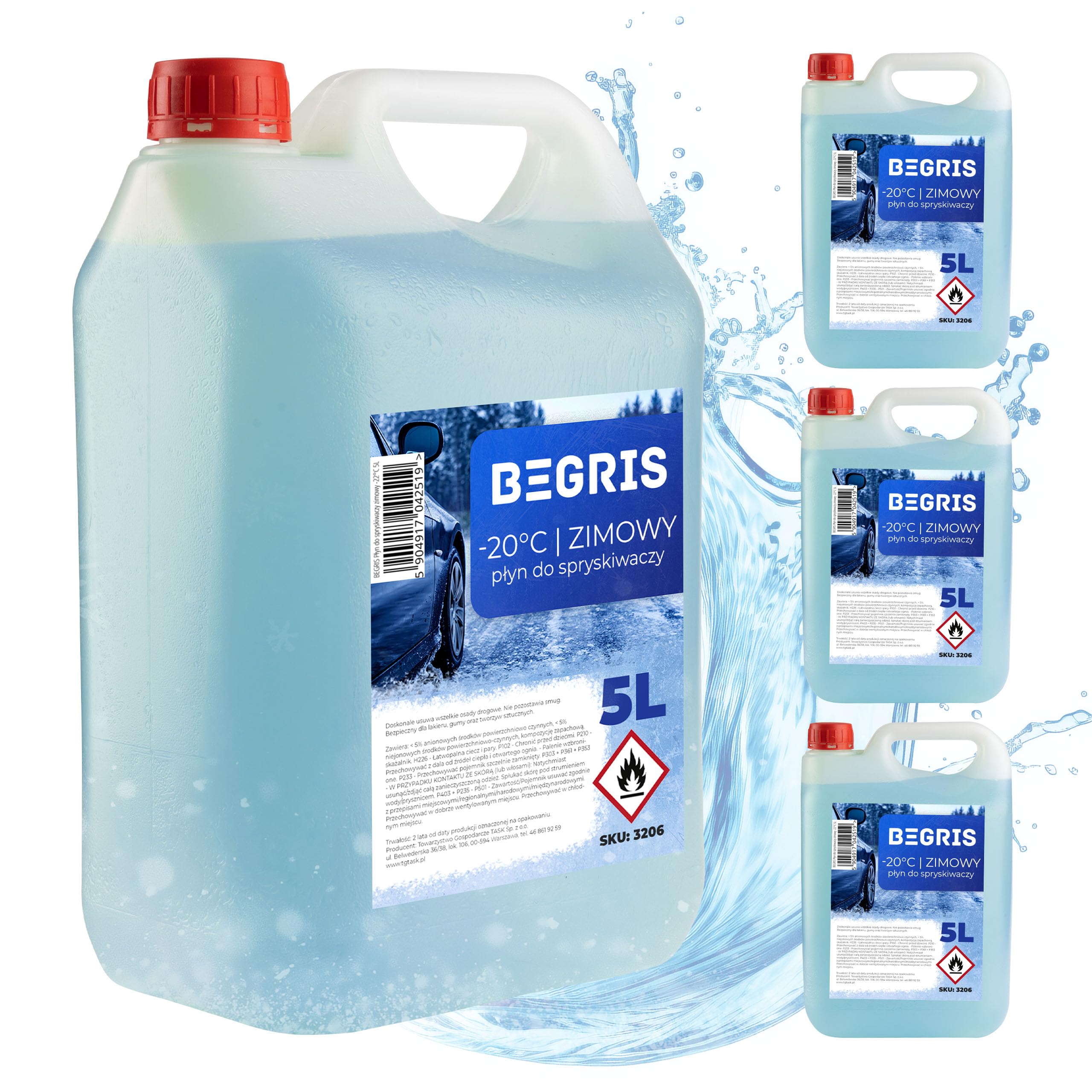 Winter Scheibenwaschflüssigkeit 4x5L -20 Grad, Hochwertiger Scheibenwischwasser Fruchtduft, Scheibenwischerflüssigkeit Verleiht Glanz, Entfernt Schmutz Ethanol