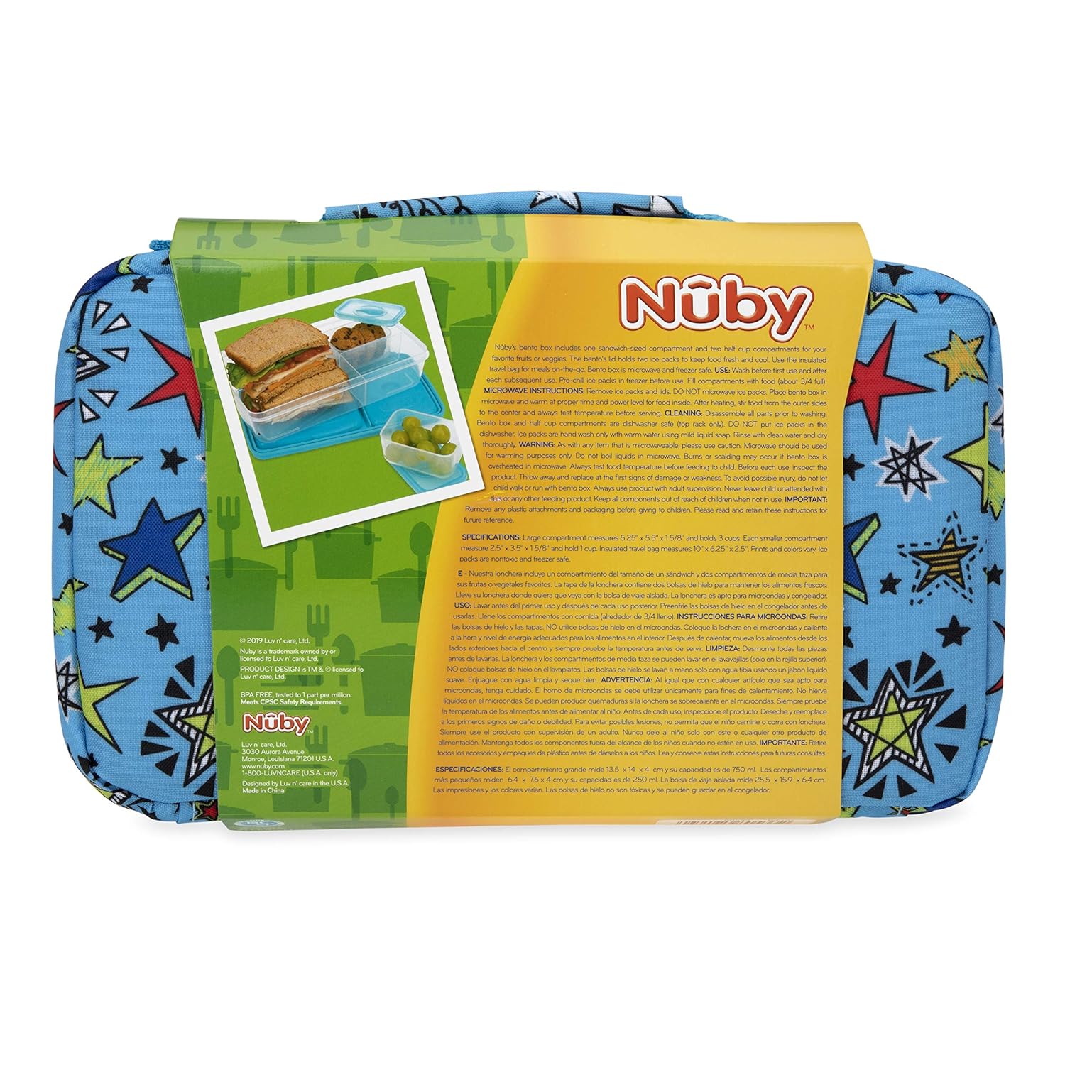 Nuby Insulated Bento Box Lunchbox, Boy : Home & Kitchen