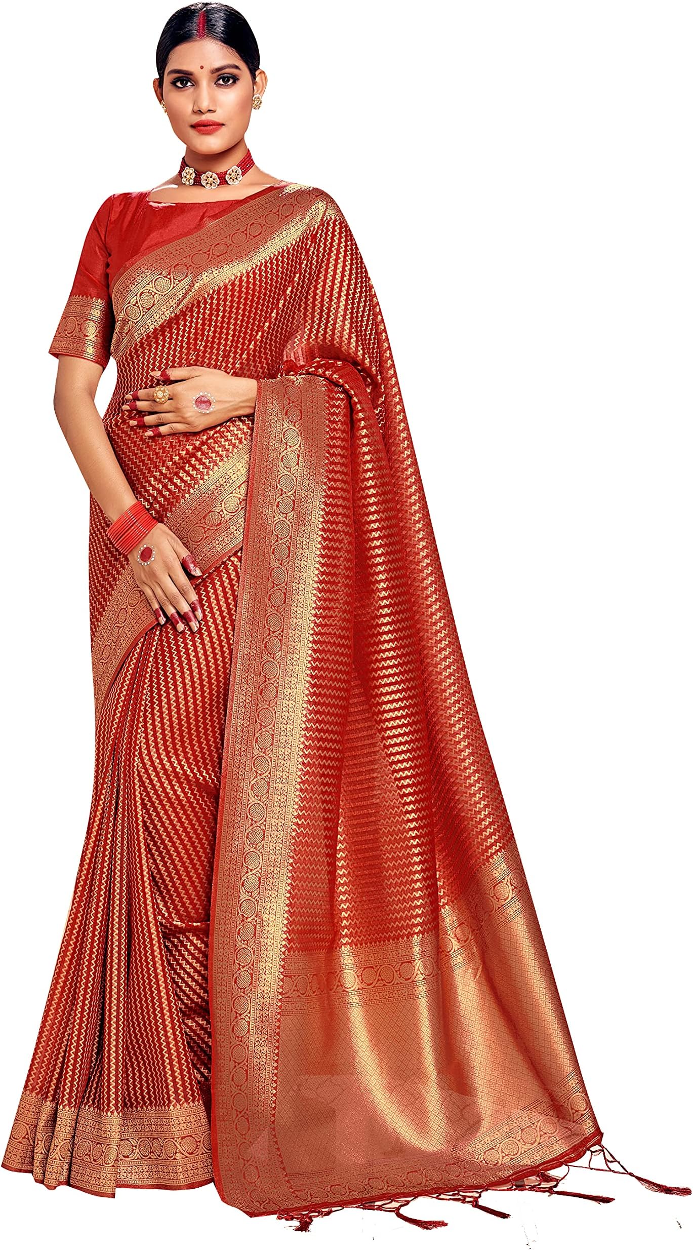 Elina fashion Sarees For Women Banarasi Art Silk Saree || Indian Wedding Woven Sari With Unstitched Blouse
