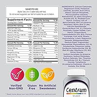 Vista 9 de Centrum Silver - Multivitamínico para mujeres 50 Plus, suplemento multivitamínico/multimineral con vitamina D3, vitaminas B, ingredientes sin OMG