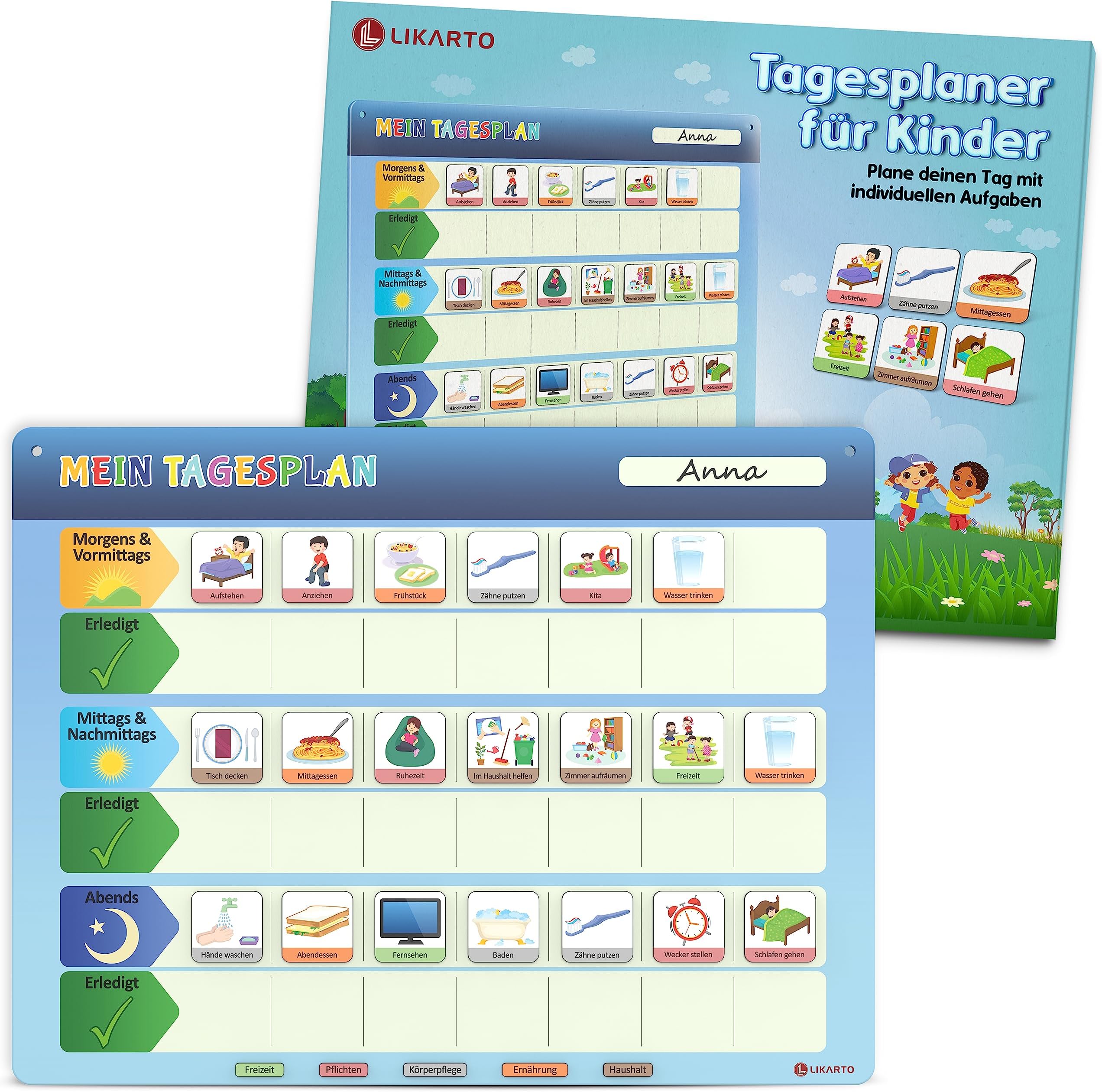 Tagesplaner Kinder Routine mit 140 Vokabelkarten & Piktogrammen für ...