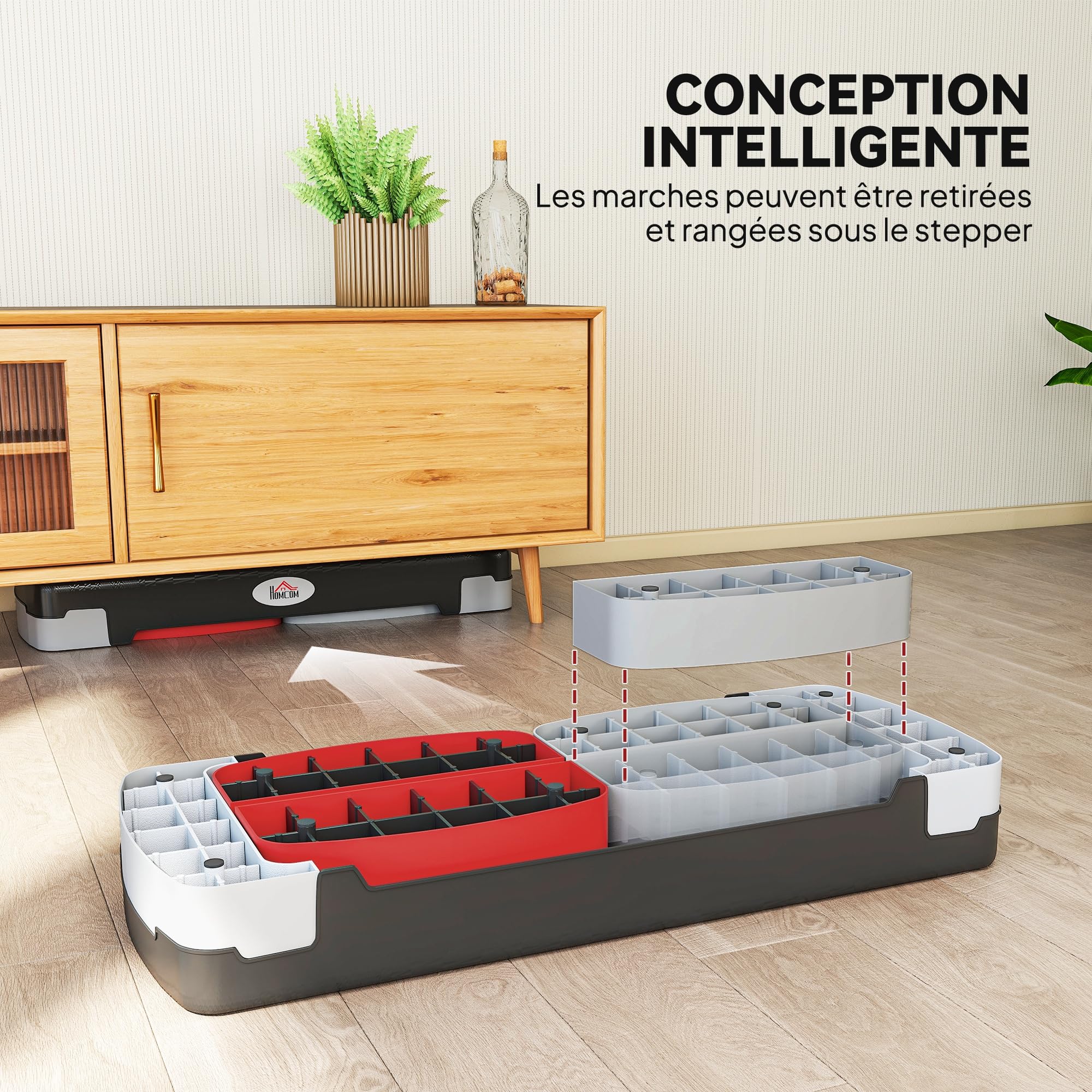 HOMCOM Stepper Fitness Aerobic - Aosom.fr x FFHandball - hauteur réglable 10/15/20 cm surface antiderapante en plastique 80 x 31 x 20 cm