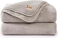 UGG Whitecap Plush Fleece Throw Blanket - Soft Fluffy 50x70 Inch Light Grey, Machine Washable for Couch Bed Home Decor