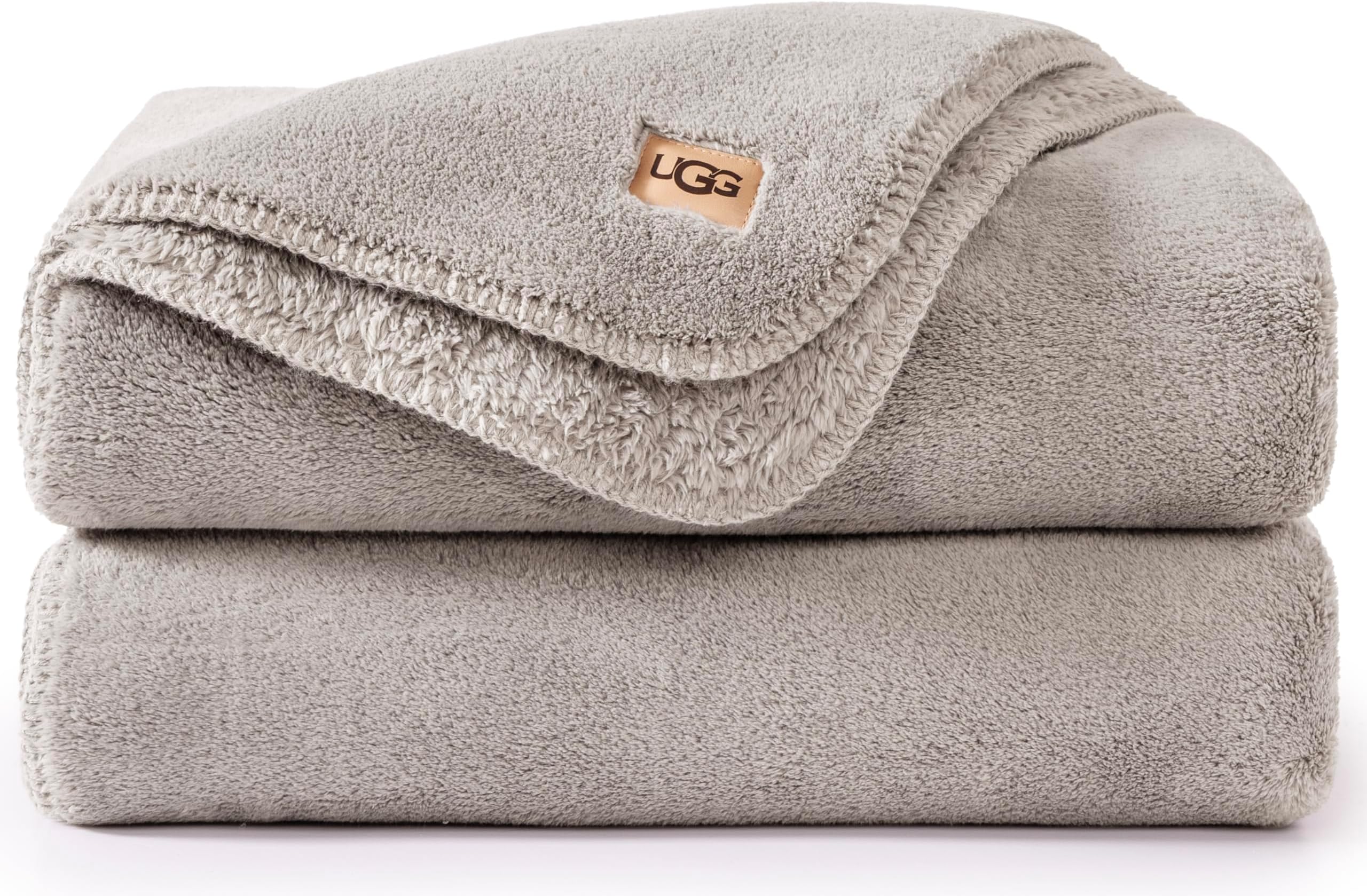UGG Whitecap Fleece Throw Blanket, Soft Fluffy Blankets for Couch or Bed, Home Decor, Luxury Plush Throw, Machine Washable, 50-inch x 70-inch, Light Grey Seal