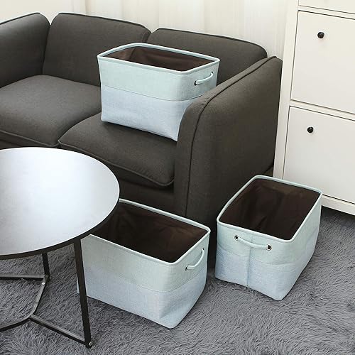 Miniatura 10 de Sea Team Juego de 3 cestas de almacenamiento grandes, organizador de maletero, cubos de ropa y juguetes, 15 x 10 x 10 pulgadas, caja rectangular