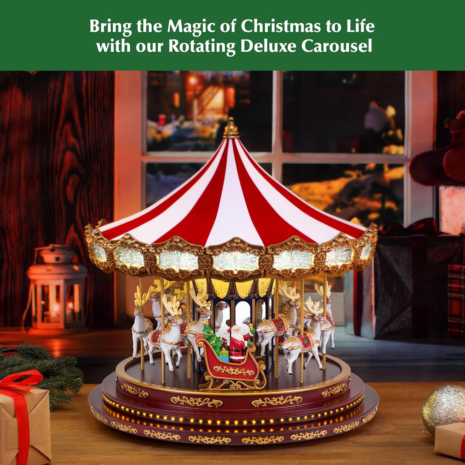 HOLIDAY CAROUSEL ホリデーカルーセル　　クリスマス　サンタ Mr. Christmas Deluxe Carousel Musical Animation Taiwan | Ubuy