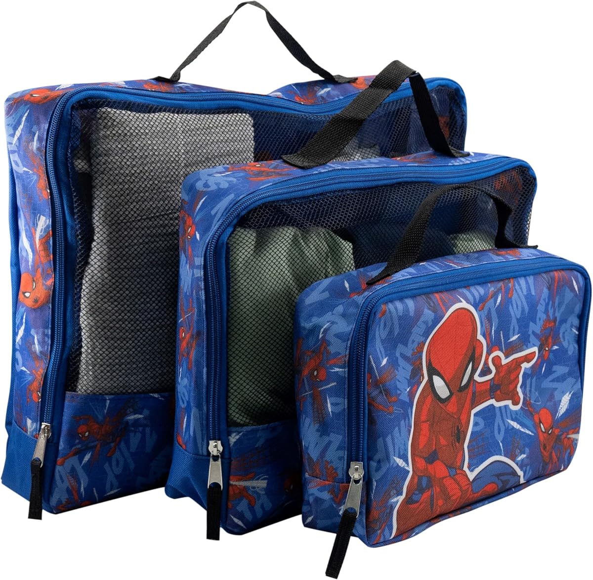 Cubos de embalaje Marvel Spiderman para viajes | Spiderman Accesorios de viaje Bolsas de viaje Organizador de equipaje para niños, niñas, unisex | Cubos de viaje de tamaño de viaje para niños de Spiderman para empacar