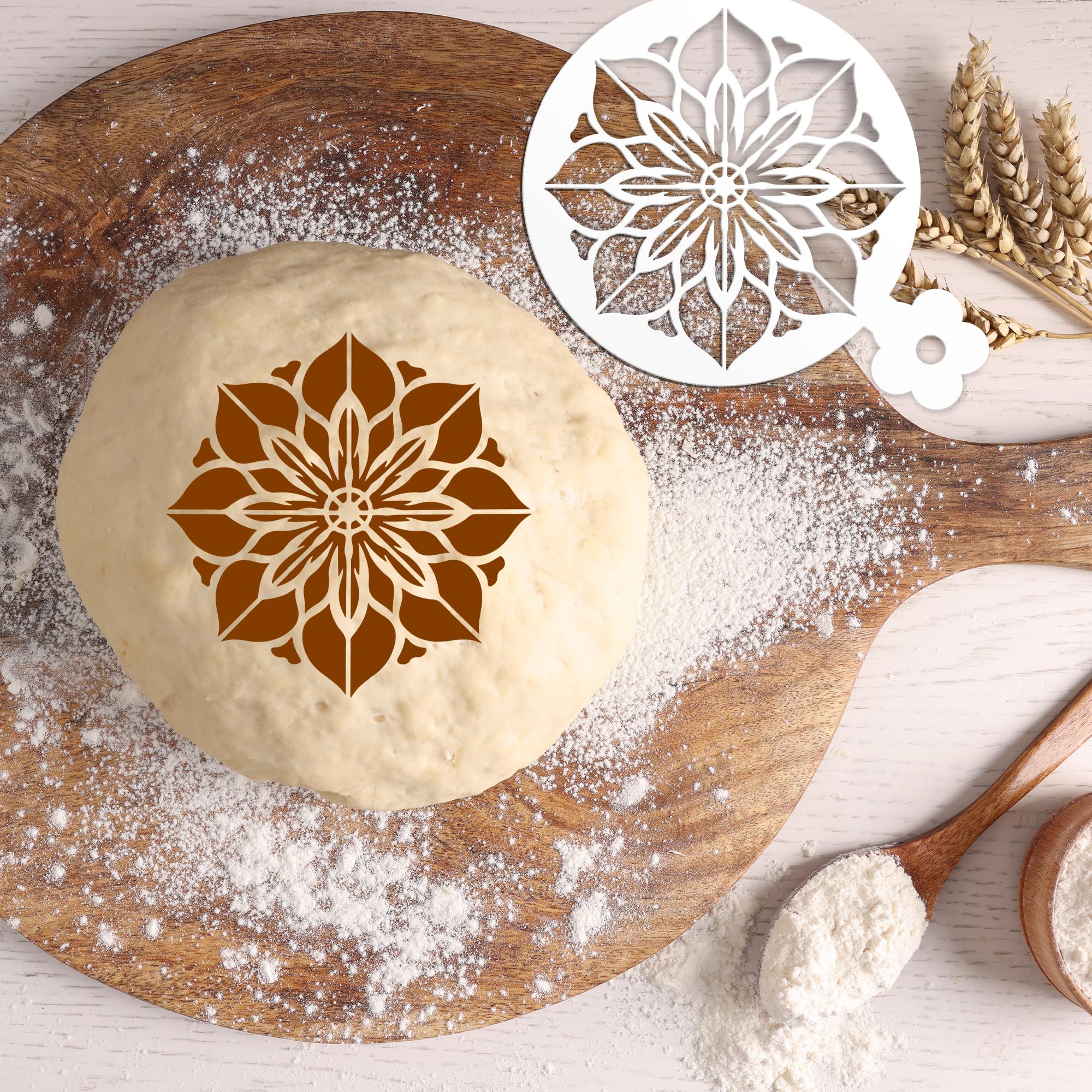 Sitsink Plantillas de café con diseño de mandala, 25 unidades, plantillas de galletas de arte de mandala para decoración de pastel de café, pan, plantilla reutilizable para decoración de masa madre