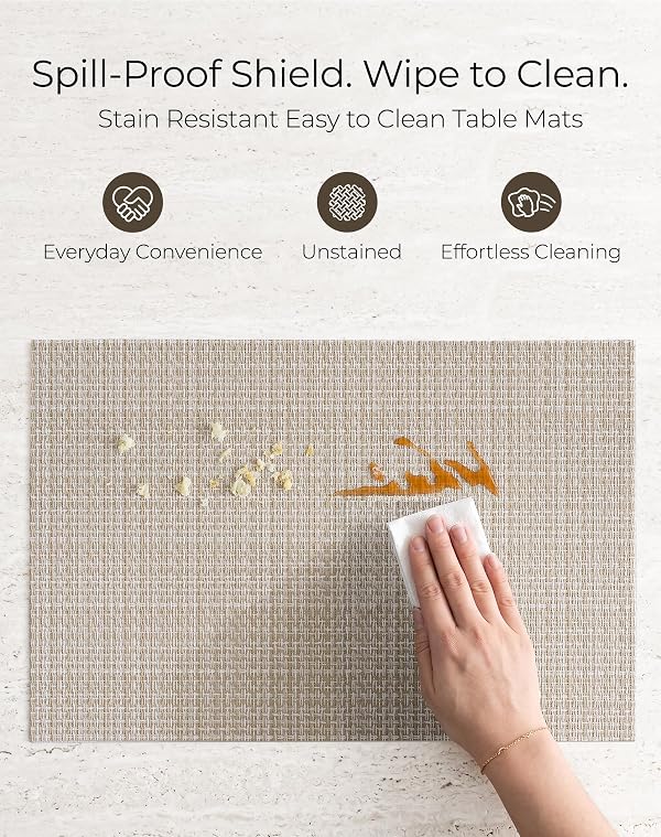 Leetaltree Woven Vinyl Placemats Set of 6, Beige by Leetaltree - Used condition - Image 6