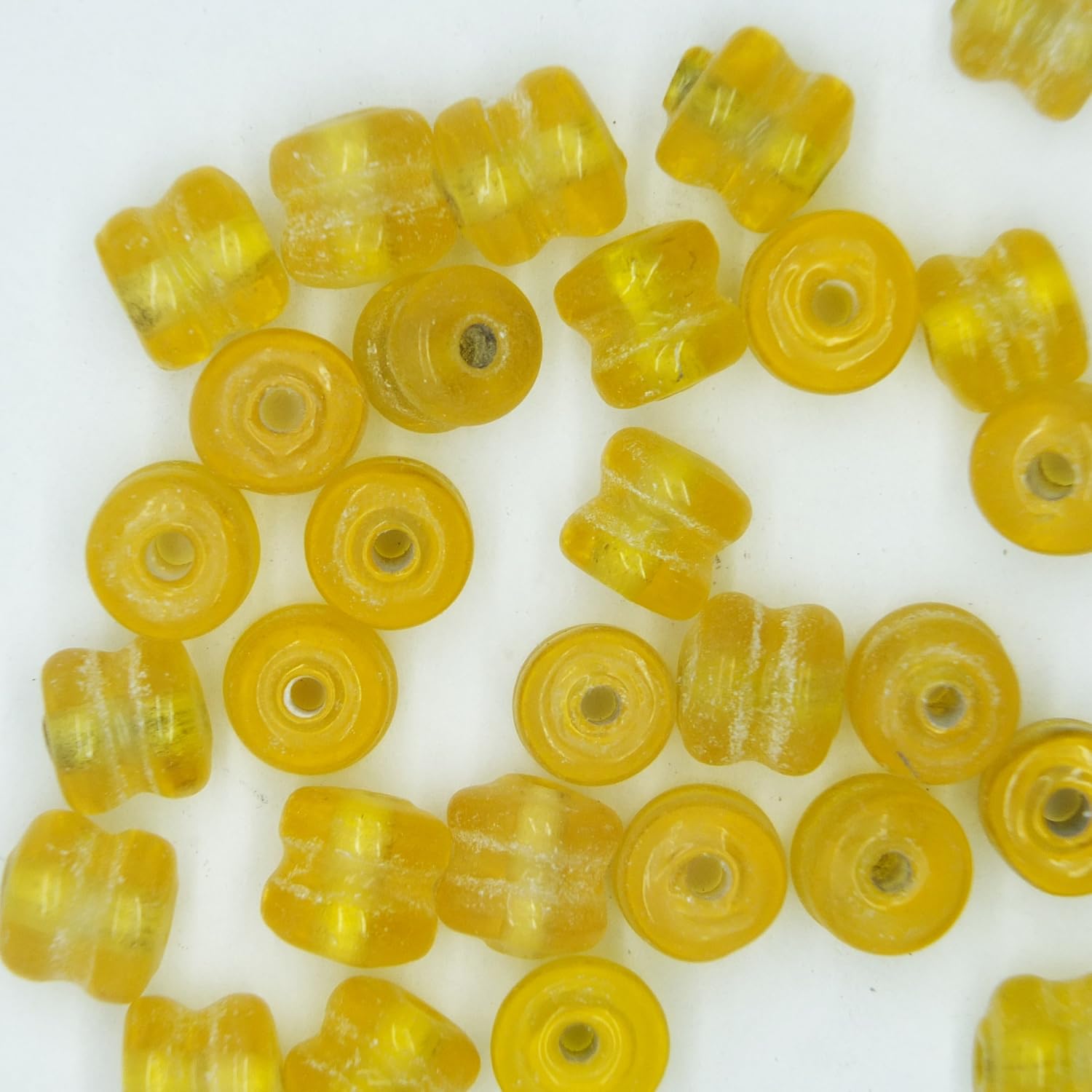 Glass Beads Yellow Transparent Yoyo Tire 7mm. Pack of 30
