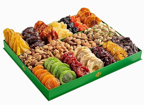 Miniatura 6 de Cesta de regalo de frutos secos y frutas secas, selección de 18 bandejas de alimentos, fantástica cesta de regalo de alimentos para cumpleaños,