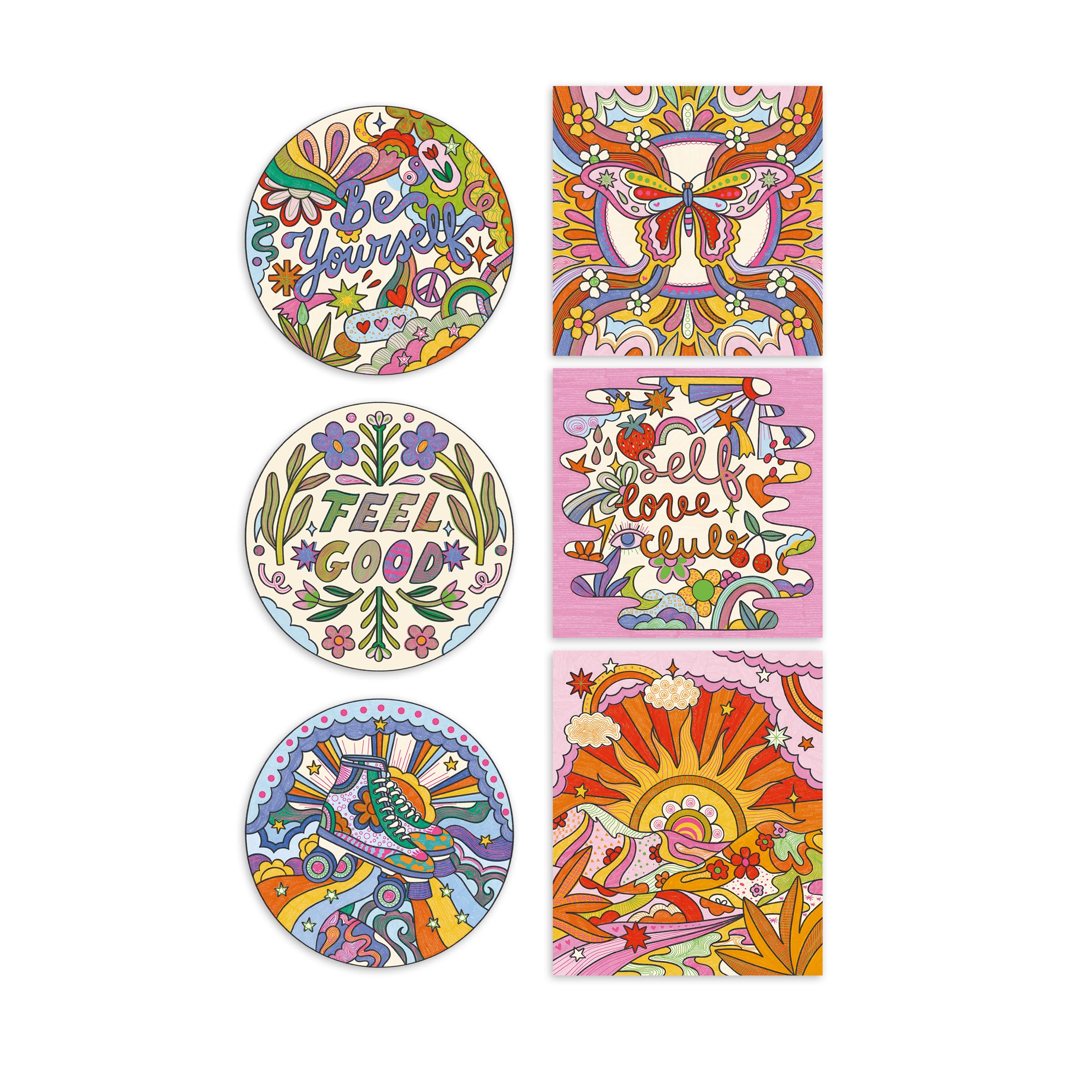 Janod, Dreamland Glittery Outlines and Patterns, Arts & Crafts Kit, 6 Create-Your-Own Pictures, 3 Mini Pens & a Marker - Image 2