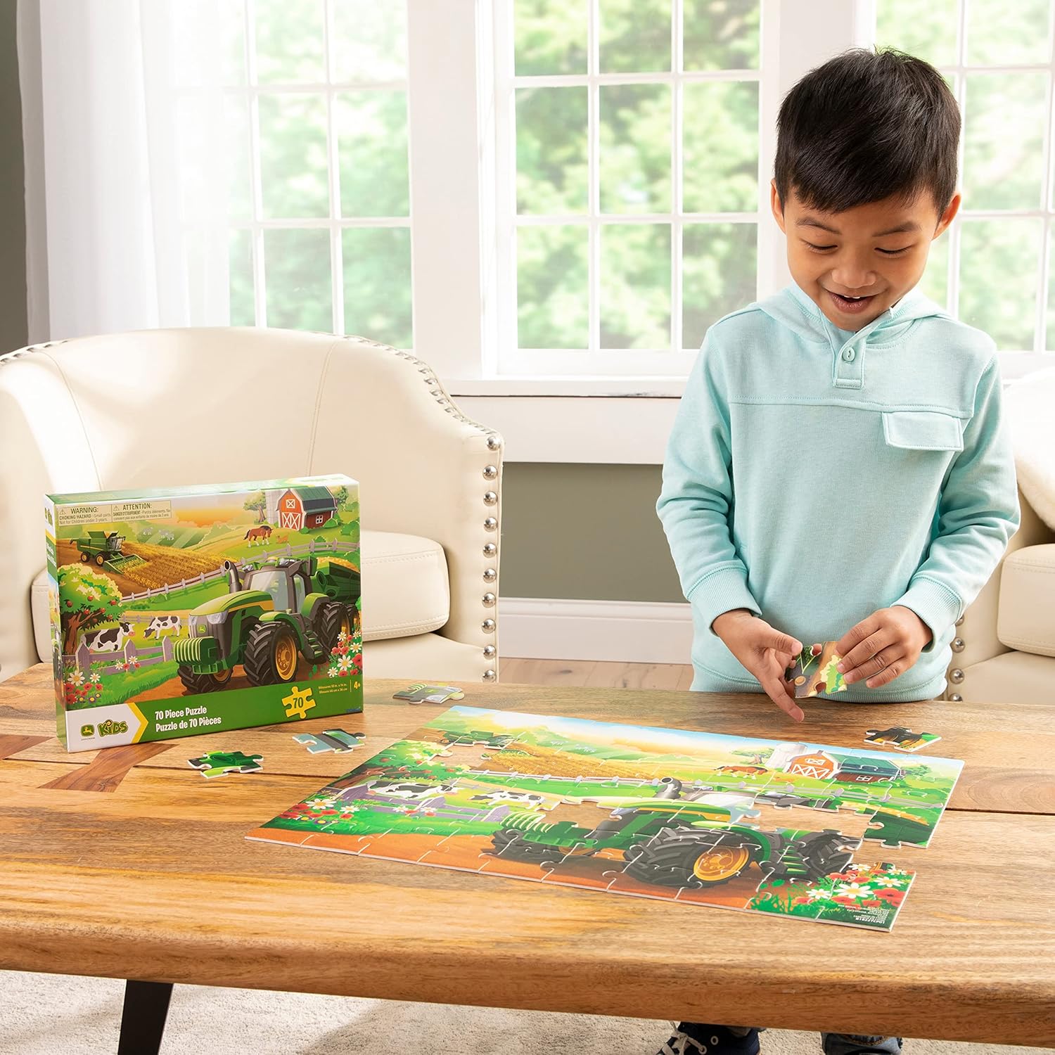 TOMY John Deere Farm Kids Puzzle - Kids and Toddler Puzzle with Large Durable Pieces - Toddler Learning Toys for Early Childhood Development - Kids Puzzles - 70 Piece - Puzzle for Kids Ages 4 and Up