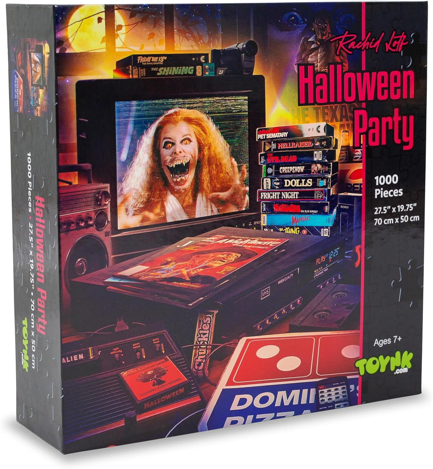 Halloween Pizza Party 1000-Piece Jigsaw Puzzle By Rachid Lotf | Fun Brain Teaser, Toys & Games | 28 x 20 Inches