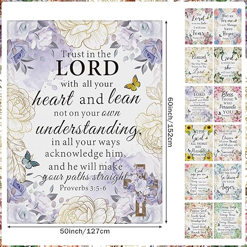 Miniatura 2 de 12 unidades de regalos cristianos para mujeres, manta de versículo de fe bíblica, mantas religiosas para iglesia para el día de la madre (50 x 60