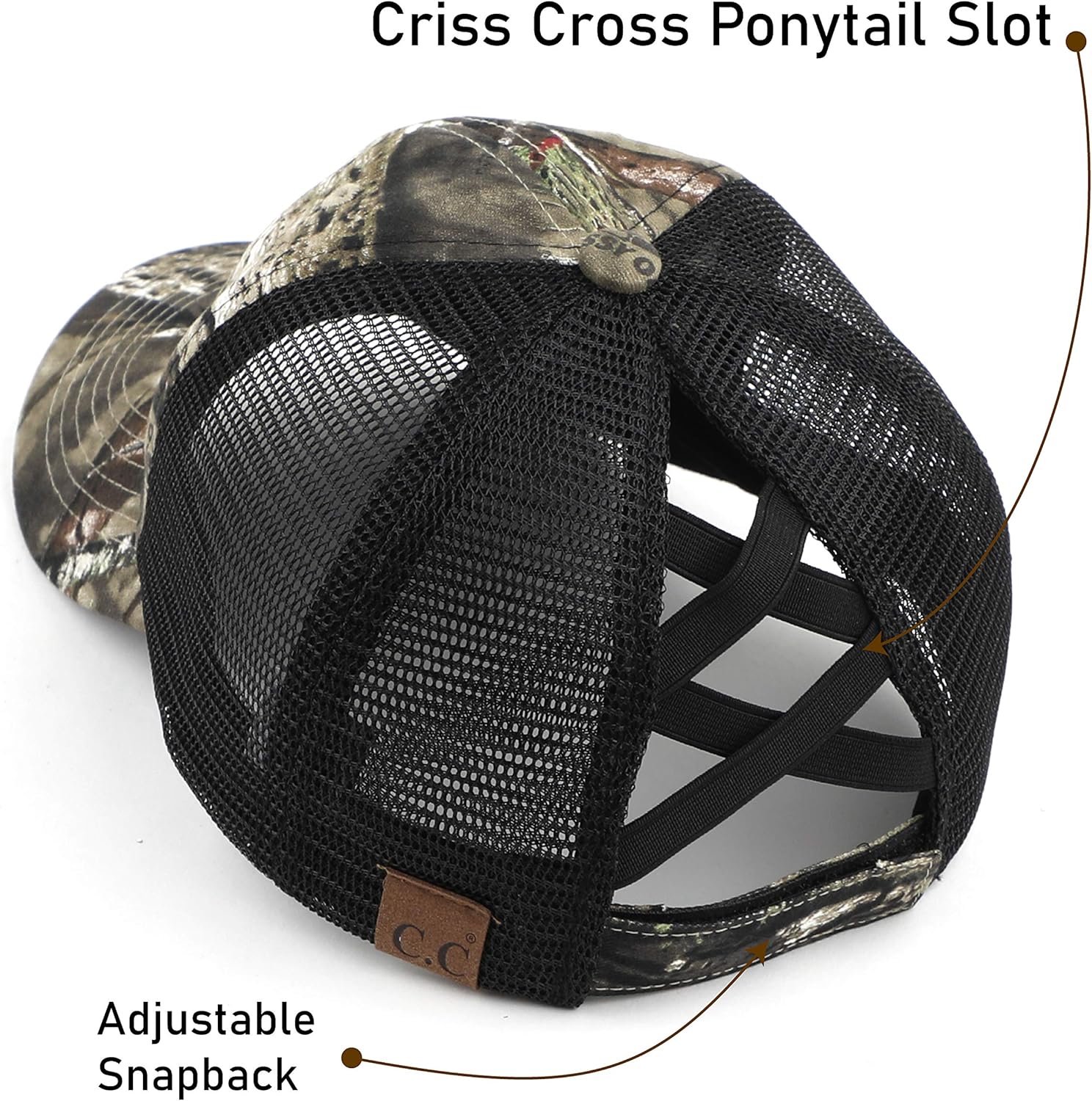 C.C Ponycap Messy High Bun Ponytail Adjustable Glitter Mesh Trucker Baseball Cap - Image 4