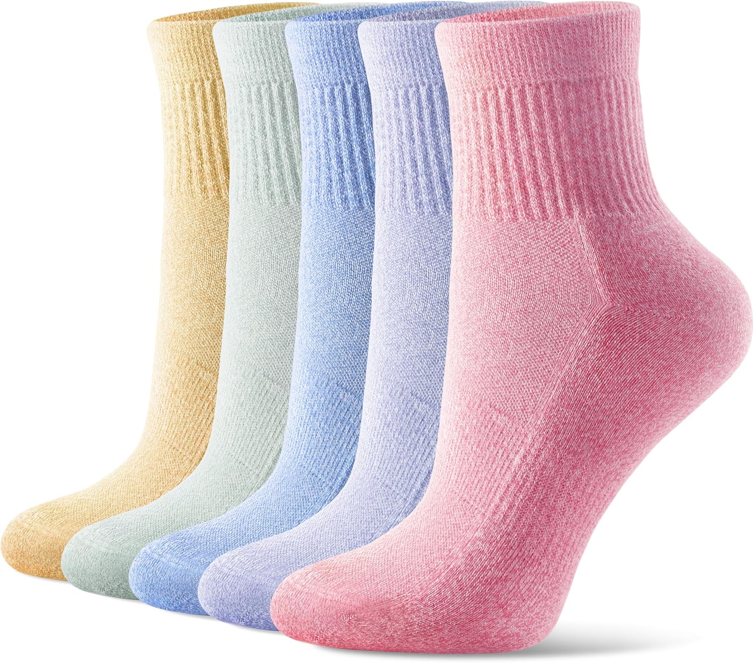 CS CELERSPORT 5 Pairs Mini Crew Ankle Socks Cushioned Running Casual Socks for Women and Men