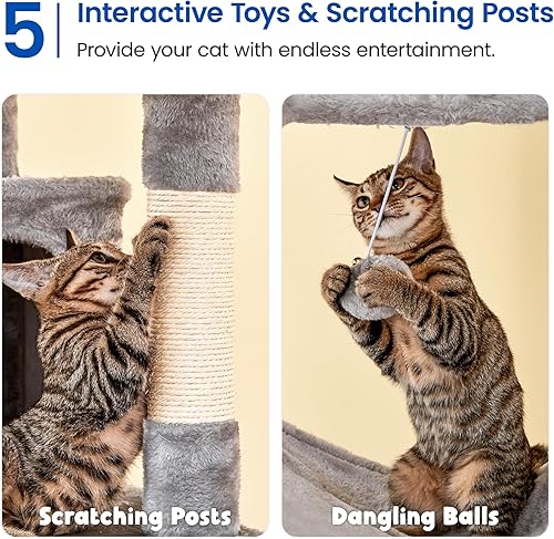 Miniatura 8 de MWPO Árbol para gatos extra grande, torre para gatos de interior de 77.6 pulgadas de alto con 2 condominios, soporte de gato de varios niveles para