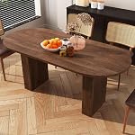 70.8 Table à manger ovale de pouce pour 4-6 personnes, Table de cuisine avec base en bois, Tables de salle à manger ronde de ferme moderne pour la cuisine Salon (Walnut)