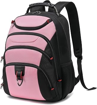 Boavan Laptop Backpack for men, 15.6 inch Laptop Bag with USB Port, Waterproof Travel Work Backpack Purse, Anti-Theft Teacher Nurse Doctor Casual Bookbags Office Business backpack,PinkBlack