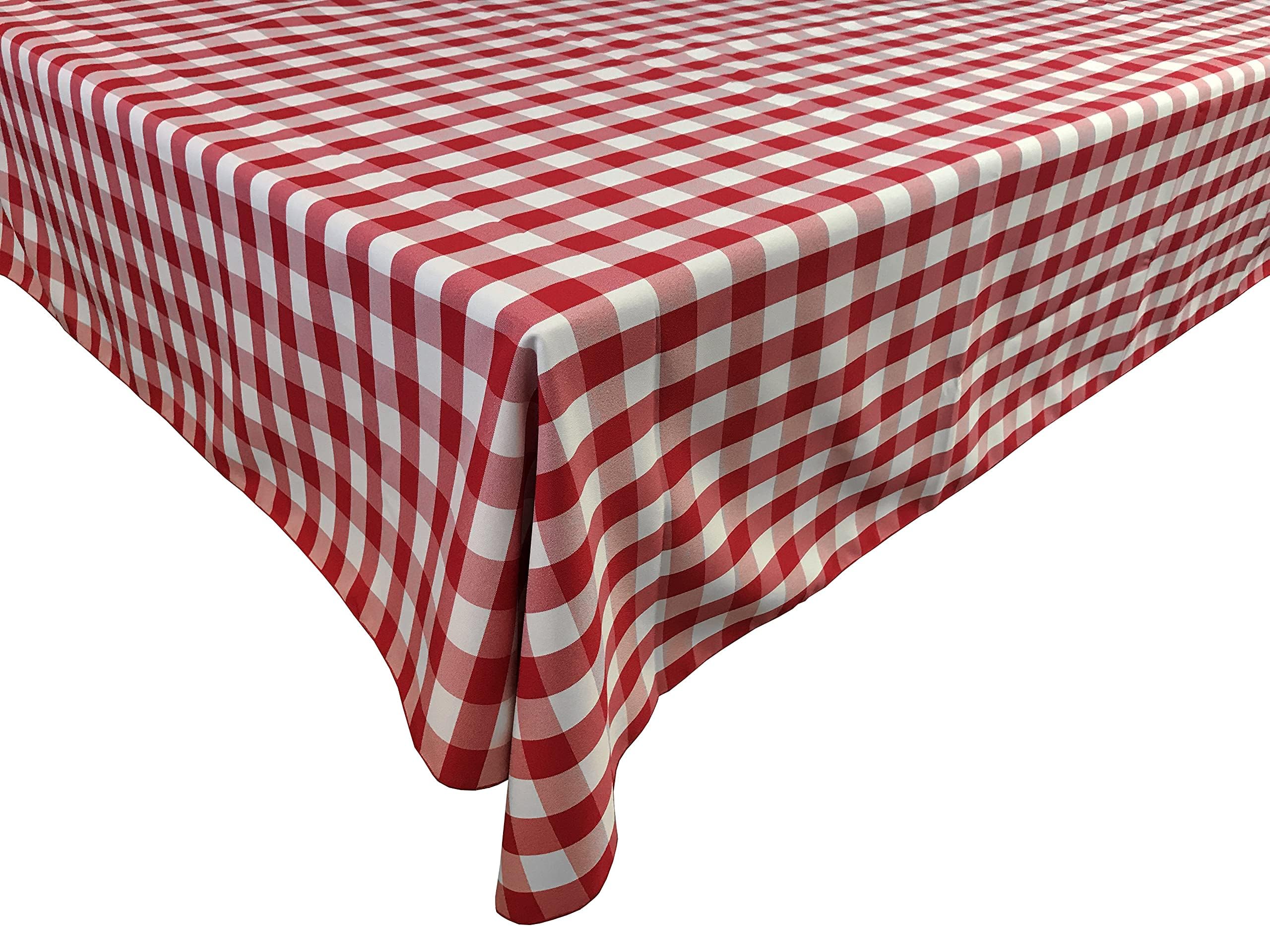 lovemyfabric Gingham/Checkered 100% Polyester Restaurant Style for Picnic, Party, Dinner, Country Style Evants Tablecloth/Overlay (58"X120", Red)