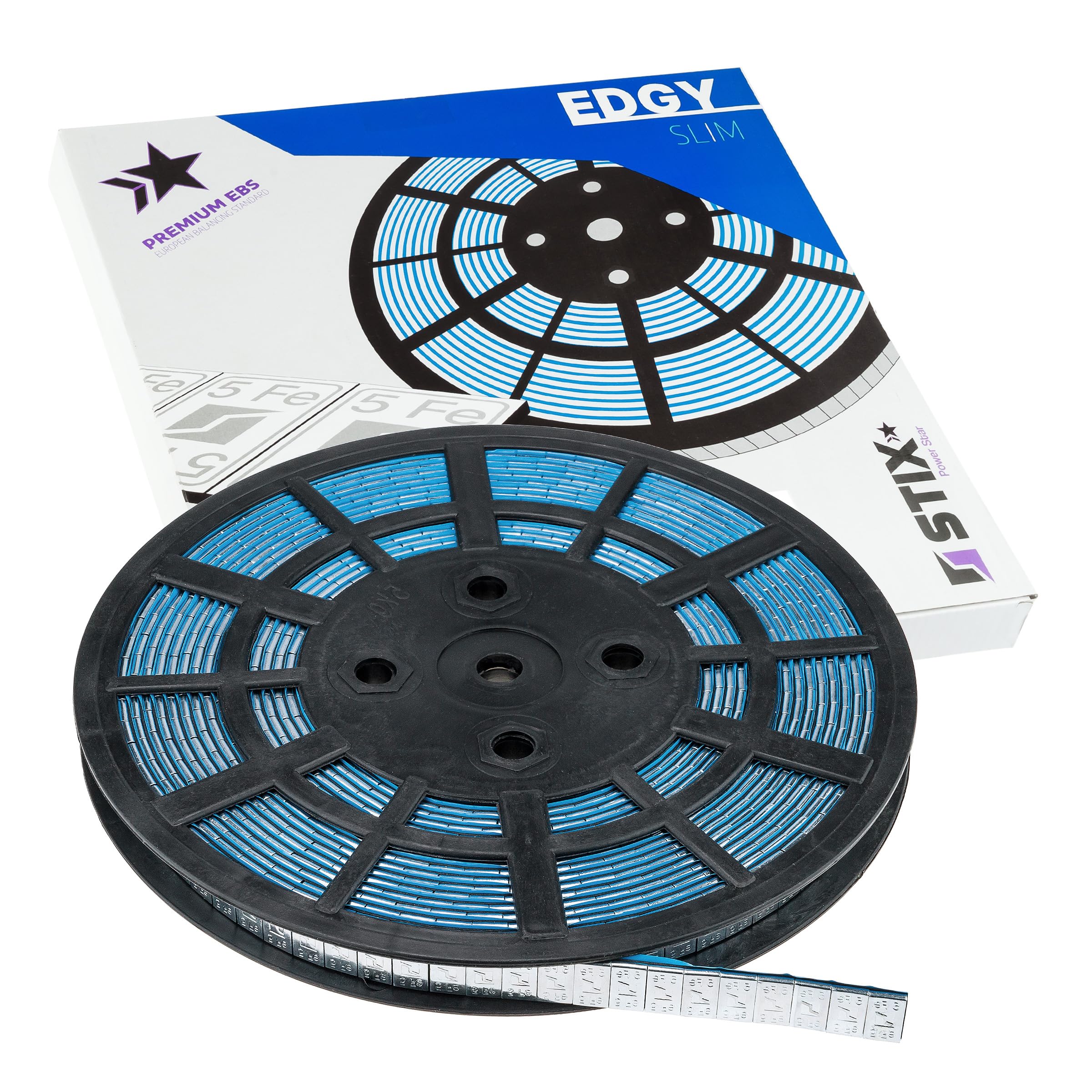 Stix Klebegewichte Edgy Slim Auswuchtgewichte Rolle 5kg 1000 x 5g verzinkt 3,5mm mit breitem Klebeband für Alufelgen PKW SUV Transporter