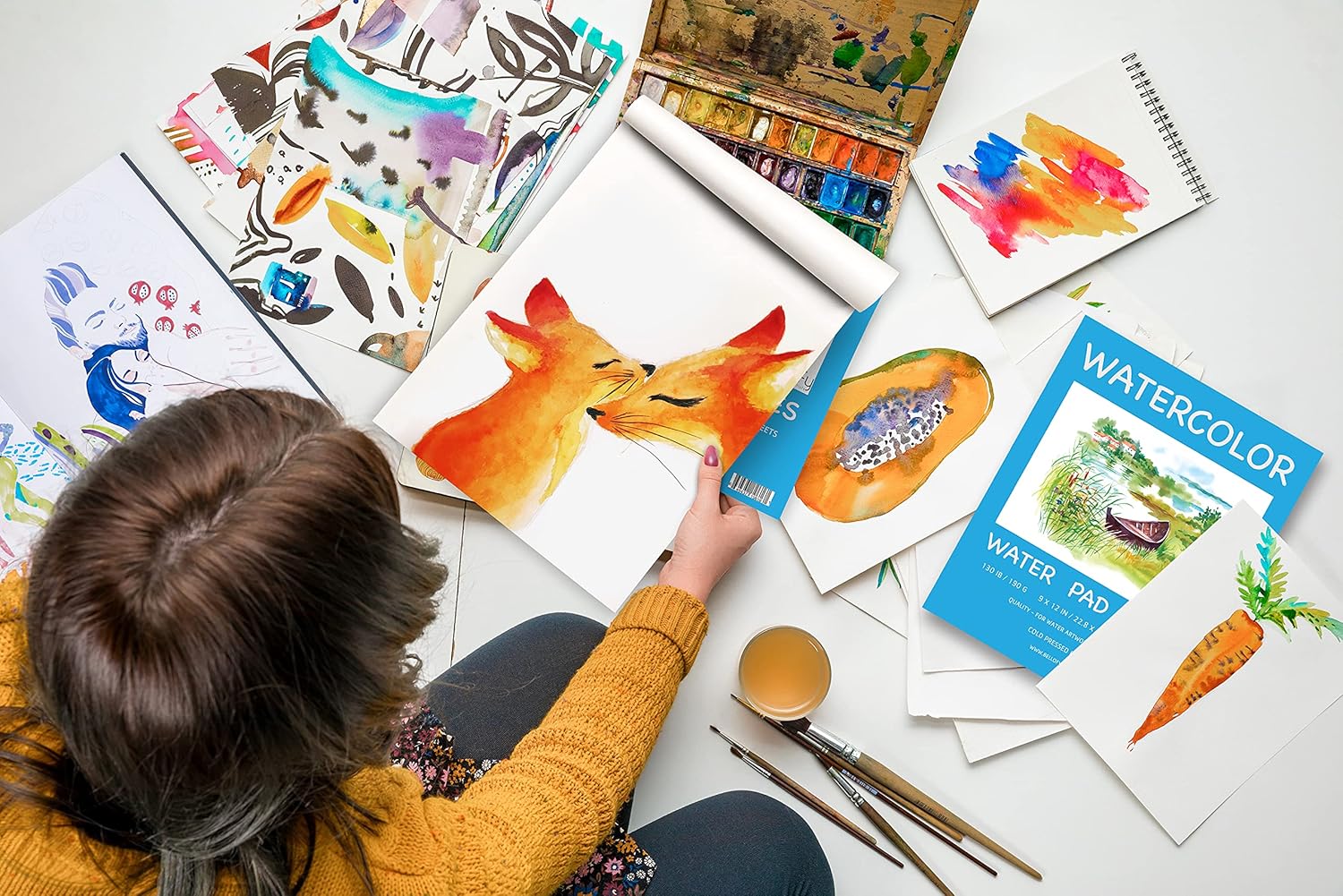 Bellofy Watercolor Paper Pad - 9x12 in - Watercolor Sketchbook Journal with Cold Press Watercolor Paper Finish - 130 IB 190 GSM - Watercolor Paper for Kids & Artists - Art Painting Paper for Wet Media : Arts, Crafts & Sewing