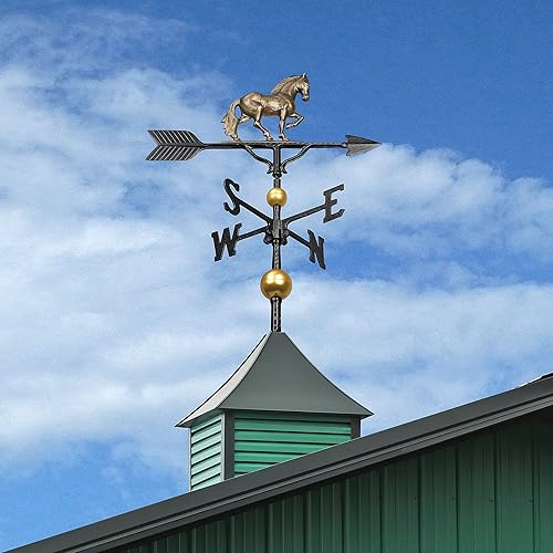 Miniatura 8 de Veleta de caballo 3D de aluminio de lujo - Decoración de metal para techo de paletas de viento - Soporte incluido (4 para elegir) - Aluminio fundido